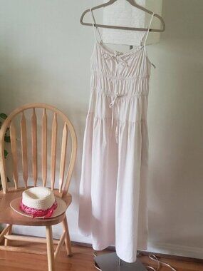 Sim & Sam White 100% Cotton Midi Sundress Medium